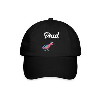 PAUL - Schöner Jungen Name mit Dinosaurier - Baseballkappe - Schwarz/Schwarz - Vorne