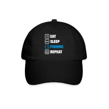 Manger, dormir, pêcher, répéter - Casquette classique - noir/noir - Devant