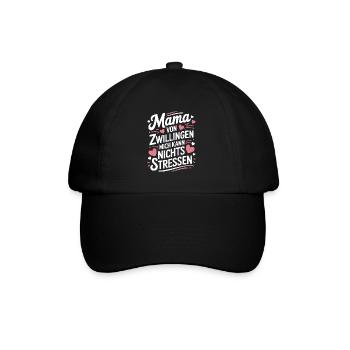 Zwillingsmama Mama von Zwillingen Zwillings Mutter - Baseballkappe - Schwarz/Schwarz - Vorne
