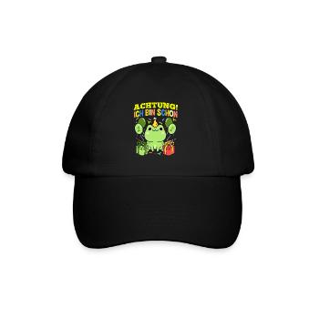 Achtung Ich Bin Schon 2 Geburtstag Frosch - Baseballkappe - Schwarz/Schwarz - Vorne