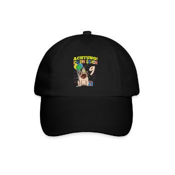 Achtung Ich Bin Schon 9 Tier Geburtstag Mops - Baseballkappe - Schwarz/Schwarz - Vorne