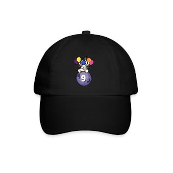 9 years old space birthday 9. - Baseball Cap - black/black - Front
