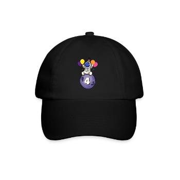 4 years old space birthday 4. - Baseball Cap - black/black - Front