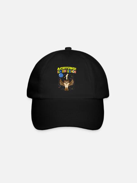 Achtung Ich Bin Schon 1 Safari Geburtstag Eule - Baseballkappe - Schwarz/Schwarz