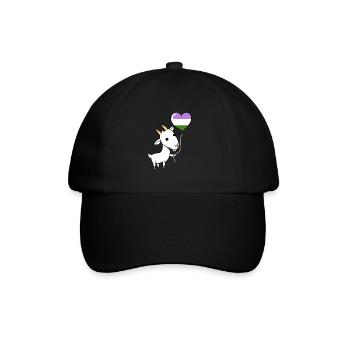 Ziege Herzballon Genderqueer Pride - Baseballkappe - Schwarz/Schwarz - Vorne