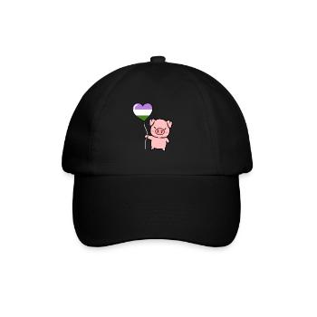 Pig Heart Balloon Genderqueer Pride - Baseball Cap - black/black - Front