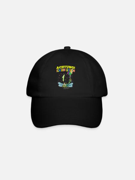 Achtung Ich Bin Schon 1 Tier Geburtstag Libelle - Baseballkappe - Schwarz/Schwarz