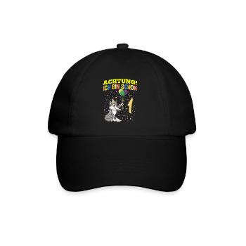 Achtung Ich Bin Schon 1 Tier Geburtstag Wolf - Baseballkappe - Schwarz/Schwarz - Vorne