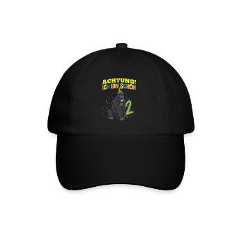 Achtung Ich Bin Schon 2 Geburtstag Gorilla - Baseballkappe - Schwarz/Schwarz - Vorne