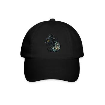 Katzenkopf Schwarze Katze Bombay Happy Cat Katzen - Baseballkappe - Schwarz/Schwarz - Vorne