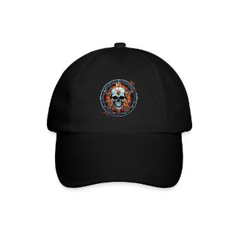 Flammes de crâne et de pentagramme en cercle - Casquette classique - noir/noir - Devant