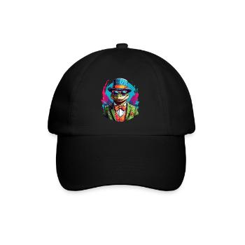 Crocodile alligator coloré avec lunettes de soleil et chapeau - Casquette classique - noir/noir - Devant