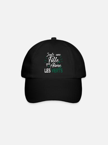 Les Verts football une fille aime les stéphanois - Casquette classique - noir/noir