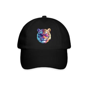 Tiger mit Sonnenbrille - Baseballkappe - Schwarz/Schwarz - Vorne