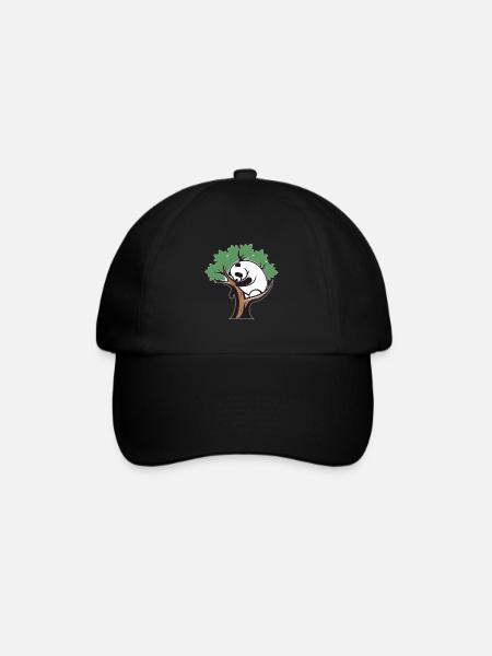 Panda in einem Baum - Baseballkappe - Schwarz/Schwarz