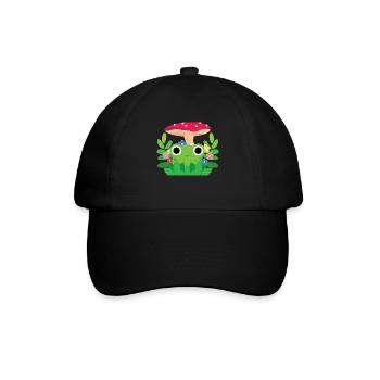 Cute Cottagecore Frog With Flowers and Mushroom - Baseball Cap - black/black - Front