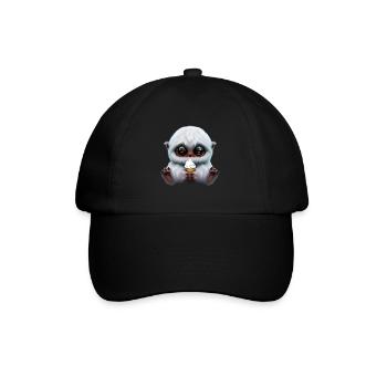 Yeti mit Softeis - Baseballkappe - Schwarz/Schwarz - Vorne