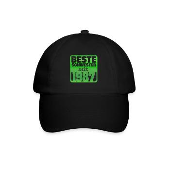 Schwester 1987 - Baseballkappe - Schwarz/Schwarz - Vorne