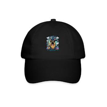 German Shepherd is magician with magic wand - Baseball Cap - black/black - Front