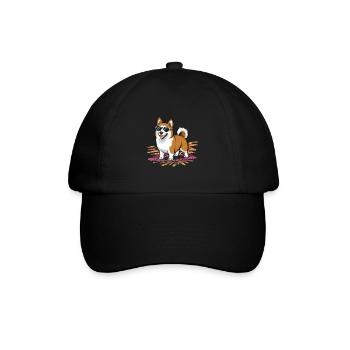 Cartoon Hundemotiv mit finnischem Lapphund - Baseballkappe - Schwarz/Schwarz - Vorne