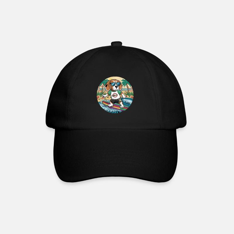 Un beagle cool adore le surf - Casquette classique - noir/noir