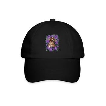 Bande dessinée Setter irlandais avec des roses - Casquette classique - noir/noir - Devant