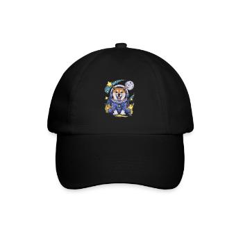 Cool Cartoon Shiba Inu with Moon and Stars - Baseball Cap - black/black - Front