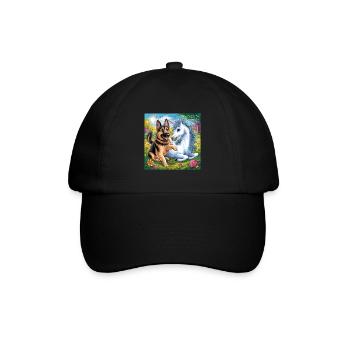 Cute German Shepherd with Unicorn - Baseball Cap - black/black - Front