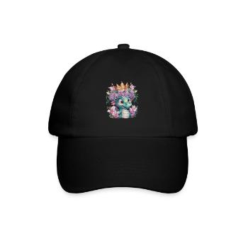 Dragon avec couronne et fleurs colorées - Casquette classique - noir/noir - Devant