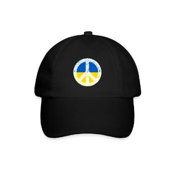 Peace in Ukraine Flagge Wappen Ukraine - Baseballkappe - Schwarz/Schwarz - Vorne