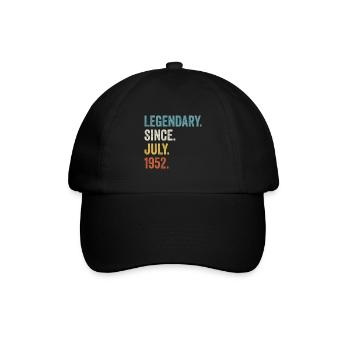 Legendary Since July 1952 70. Geburtstag - Baseballkappe - Schwarz/Schwarz - Vorne