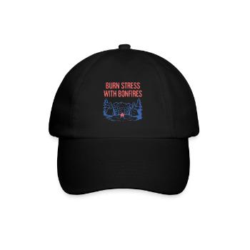 Burn Stress with Bonfires Camping Funny Camper - Baseball Cap - black/black - Front