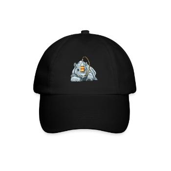 Lustiges Nashorn mit Korn - Baseballkappe - Schwarz/Schwarz - Vorne