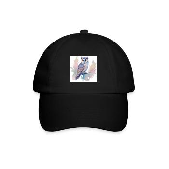 Eule - Baseballkappe - Schwarz/Schwarz - Vorne