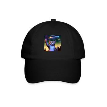 Selfie de chat avec OVNI - Casquette classique - noir/noir - Devant