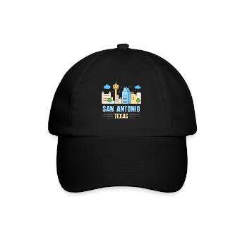 San Antonio colorful skyline design for proud San - Baseball Cap - black/black - Front