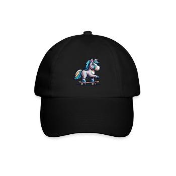 Cute Skater Horse - Baseballkappe - Schwarz/Schwarz - Vorne