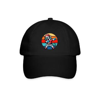 Dabbing Einhorn Vintage Sunset - Baseballkappe - Schwarz/Schwarz - Vorne