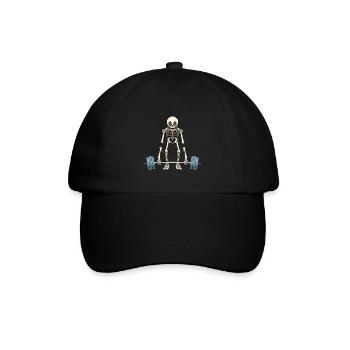 Funny skeleton weightlifting - Baseball Cap - black/black - Front