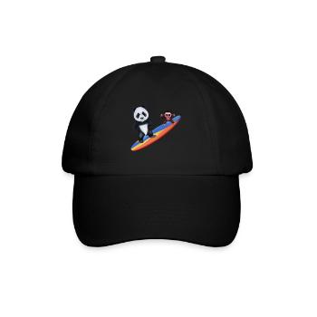 Surfing Panda and Monkey - Baseball Cap - black/black - Front