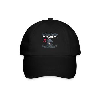 Nilpferd Lieblingstier Afrika Tier Geschenk Hippo - Baseballkappe - Schwarz/Schwarz - Vorne
