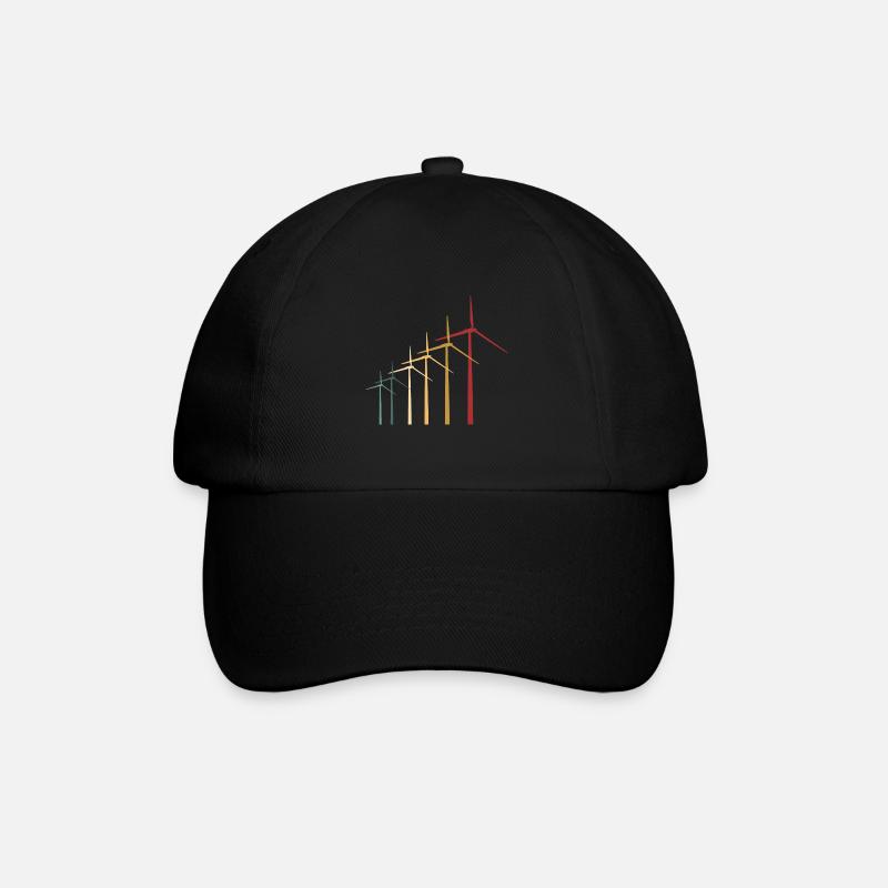 Retro Background Wind Power Lover Renewable Energy - Baseballkappe - Schwarz/Schwarz