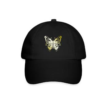 Schmetterling Mandala gold - Baseballkappe - Schwarz/Schwarz - Vorne