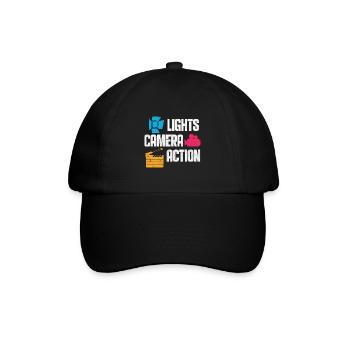 lights camera action Design for a theater lover - Baseball Cap - black/black - Front