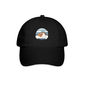 Niedliches Schlafendes Meerschweinchen - Baseballkappe - Schwarz/Schwarz - Vorne