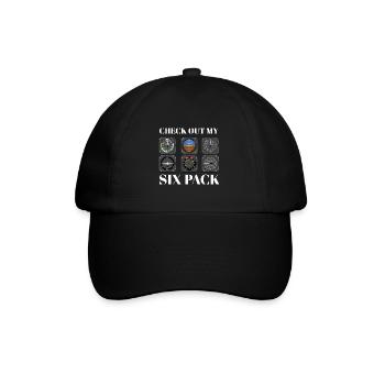 Funny Pilot Six Pack Aviation Flight Simulation - Baseballkappe - Schwarz/Schwarz - Vorne