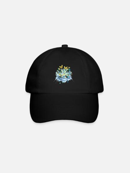 Katze Katzengesicht Katzen Kätzchen Blumen Insekt - Baseballkappe - Schwarz/Schwarz