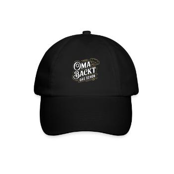 Oma backt das schon - unsere backende Oma - Baseballkappe - Schwarz/Schwarz - Vorne