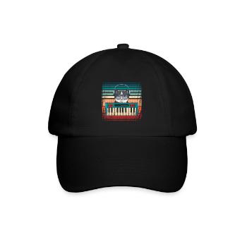 Synthétiseur keyboard producteur de musique chat - Casquette classique - noir/noir - Devant