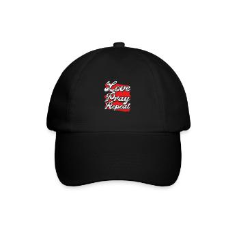 Christianity Gift Love Pray Repeat Christian - Baseball Cap - black/black - Front
